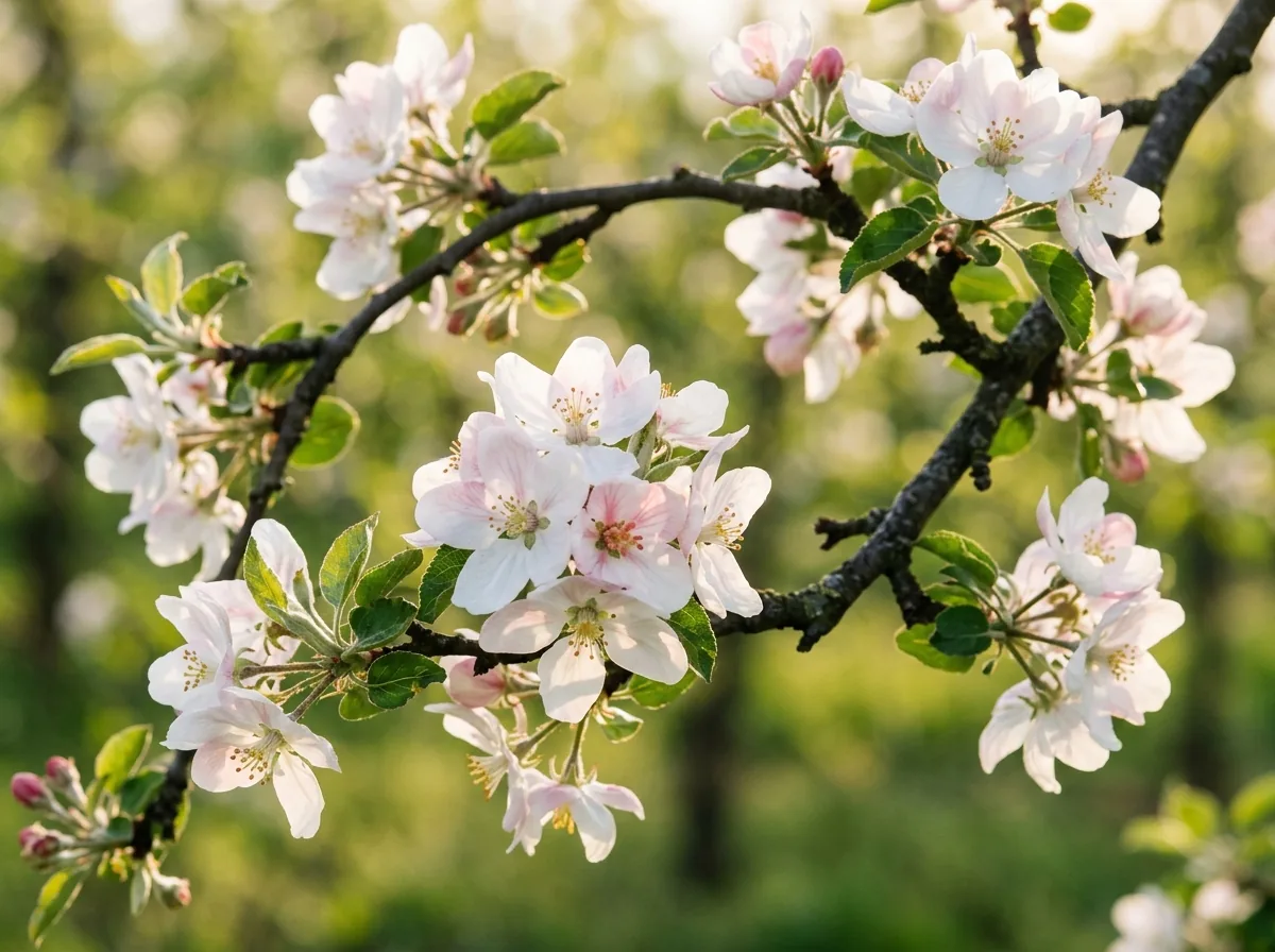 Apple blossoms in morning light